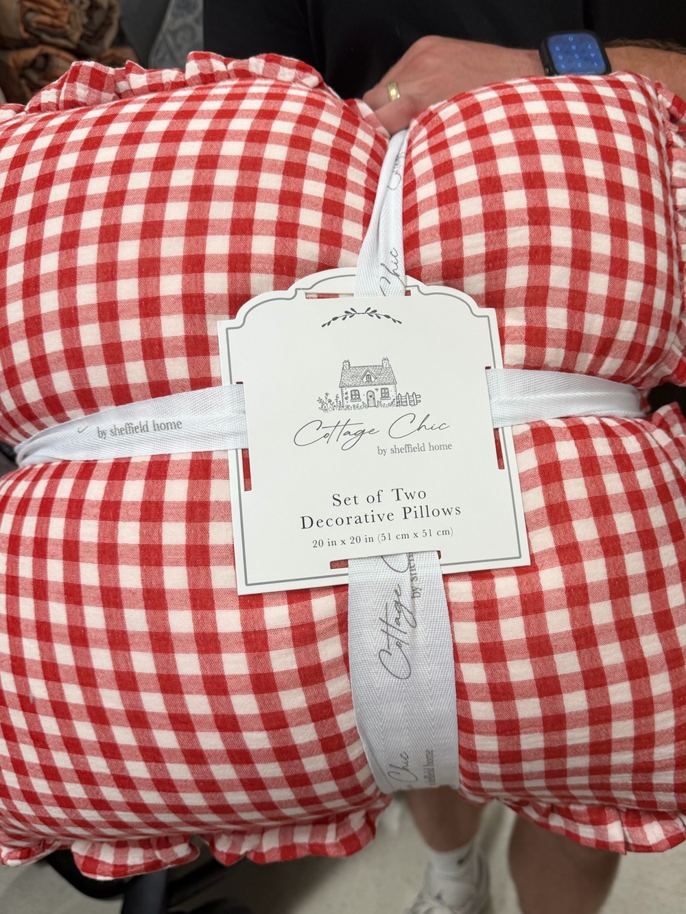 Source Unknown Red and White Gingham Decorative Pillow Set